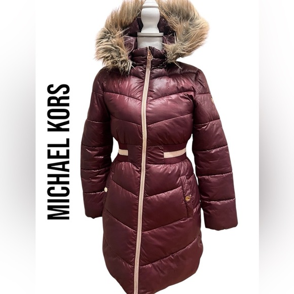 MICHAEL Michael Kors Other - Michael Kors Girls Puffer Jacket With Faux Fur Trim Hood